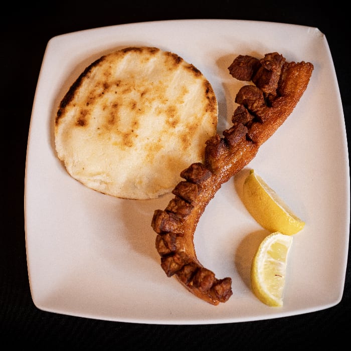Cheese Arepa & Pork Skin.